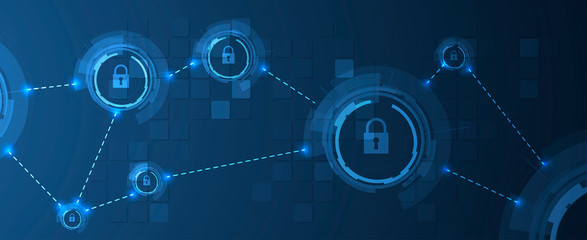 Cybersecurity and information or network protection. Future technology web services for business and internet project