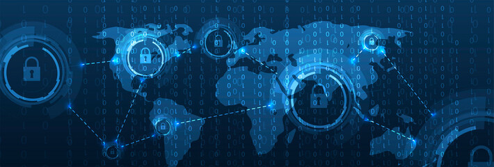 Cybersecurity and information or network protection. Future technology web services for business and internet project