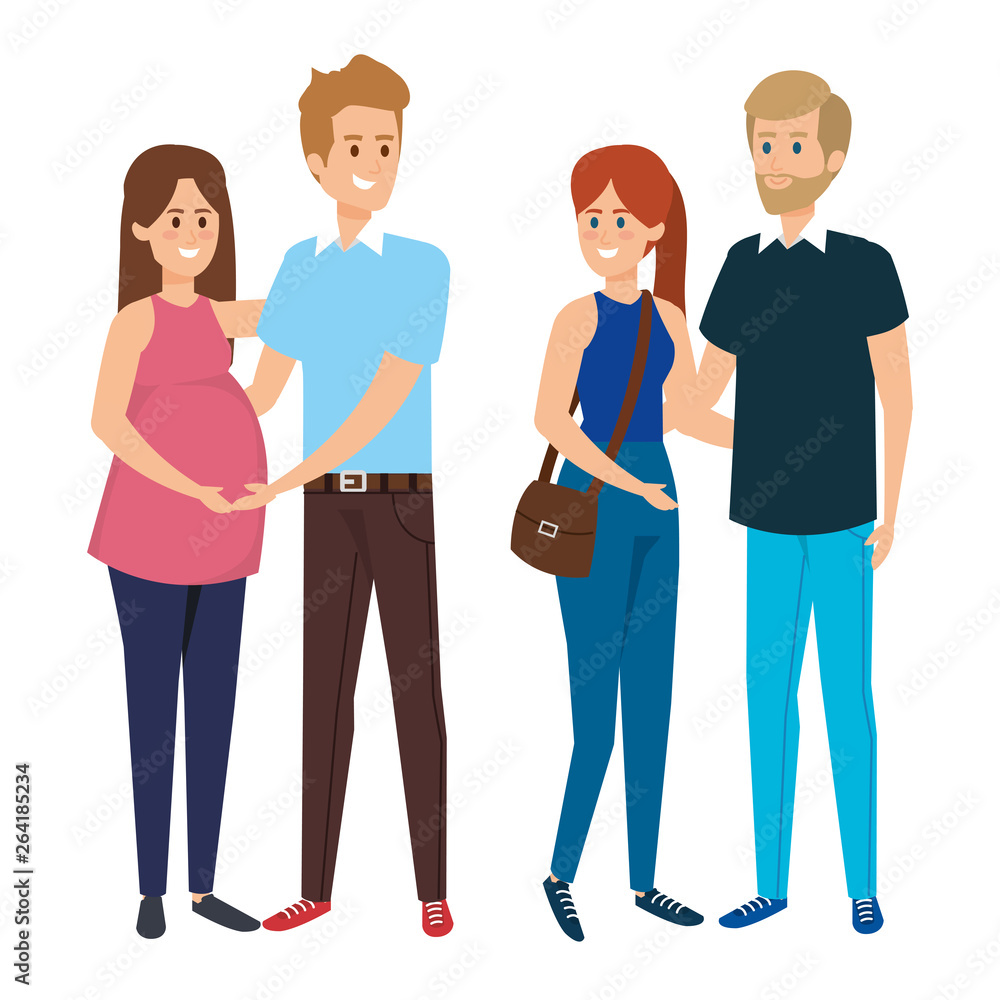 Wall mural group people with pregnancy woman