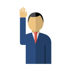 Voting Man Icon. Flat Color Design. Vector Illustration.