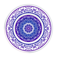 Round Symmetrical Pattern. Mandala. Kaleidoscopic Design. Vector Illustration. Oriental Pattern. Indian, Moroccan, Mystic, Ottoman Motifs. Anti-Stress Therapy Pattern.