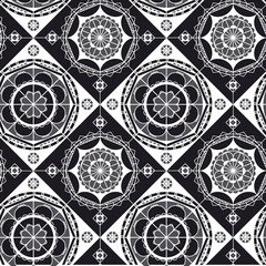Spanish lace black and white seamless pattern