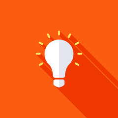 Solution symbol, lamp icon, idea. Bulb light vector icon. Lighting Electric lamp. Electricity, shine. Light Bulb icon vector, isolated. Bulb light icon - Idea sign, solution.