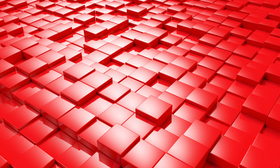 Abstract Red Cube Blocks Background 3d render