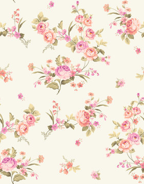 Floral pattern design, for fabric or wallpaper © LA MADONE DESIGN
