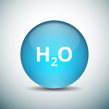 Water H2O drop button illustration