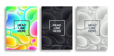 A collection of colorful liquid covers. Wavy shapes with gradient. Modern design. Eps10 vector