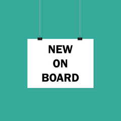 New on Board Announcement. Hand Holding Megaphone With Speech Bubble. Flat Illustration