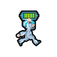 video game avatar with battery pixelated