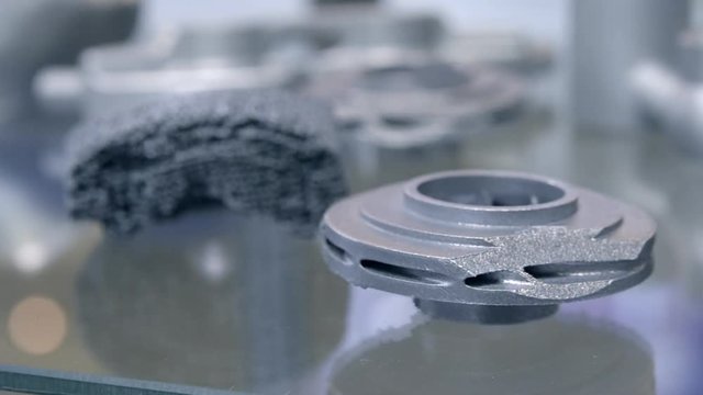 Object printed on metal 3d printer. Object printed in laser sintering machine