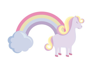 cute unicorn animal with rainbow