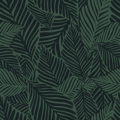 Fototapeta na wymiar Abstract dark green jungle print. Exotic plant. Tropical pattern,