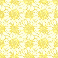 Stof per meter Abstract sunflowers flowers seamless pattern in yellow and white colors. © smth.design