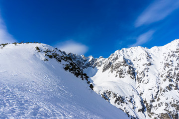 Fototapeta na wymiar Great peaks of High Tatra Mountains in winter scenery. Poland.