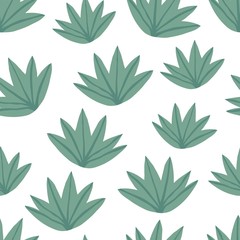 Simple tropical green leaves seamless pattern. Exotic plant.