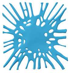 3d rendering of blue paint splat isolated on white background