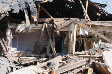 destroyed old house in the province of Russia, poverty