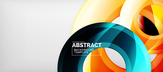 Modern geometric circles abstract background, colorful round shapes with shadow effects