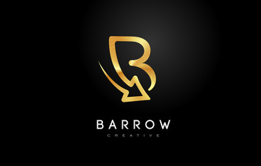 Gold B Logo. B Letter Icon Design Vector
