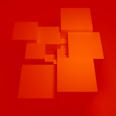 abstract orange architecture, 3d illustration
