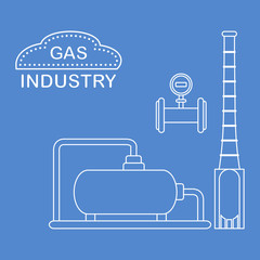 Gas processing plant. Industrial gas meter.