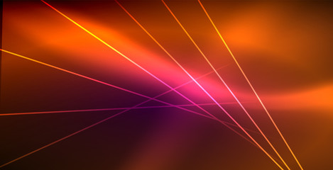 Neon glowing lines, magic energy space light concept, abstract background wallpaper design