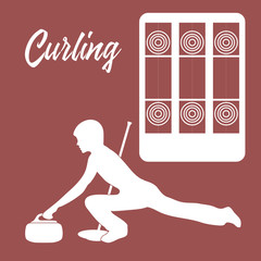 Playground for curling, broom, stone and athlete.