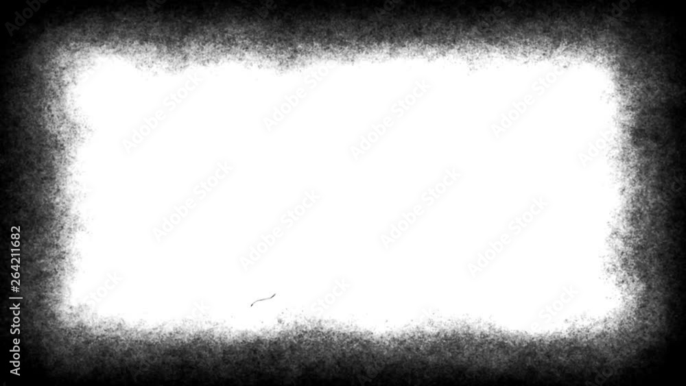 Poster retro film vignettes frame textured loop/ 4k animation of a vintage motion graphic with black and wh
