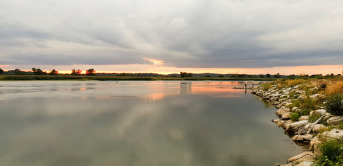 fluss, oder, wasser, deich, sommer, urlaub, erholung, wandern, angeln, trockenheit