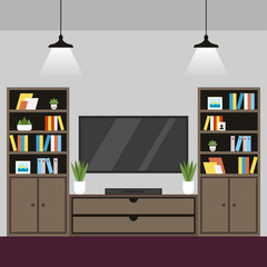 Vector Illustration Coworking Room Interior Flat.