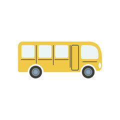 School bus color icon simple flat style illustration isolated on white background