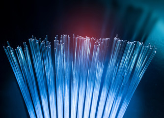 Fiber optics cable with lights abstract background
