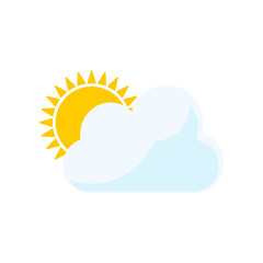 Sun cloud weather color icon simple flat style illustration isolated on white background