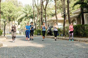 Women jogging in the street