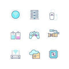 Modern technology - colorful line design style icons set