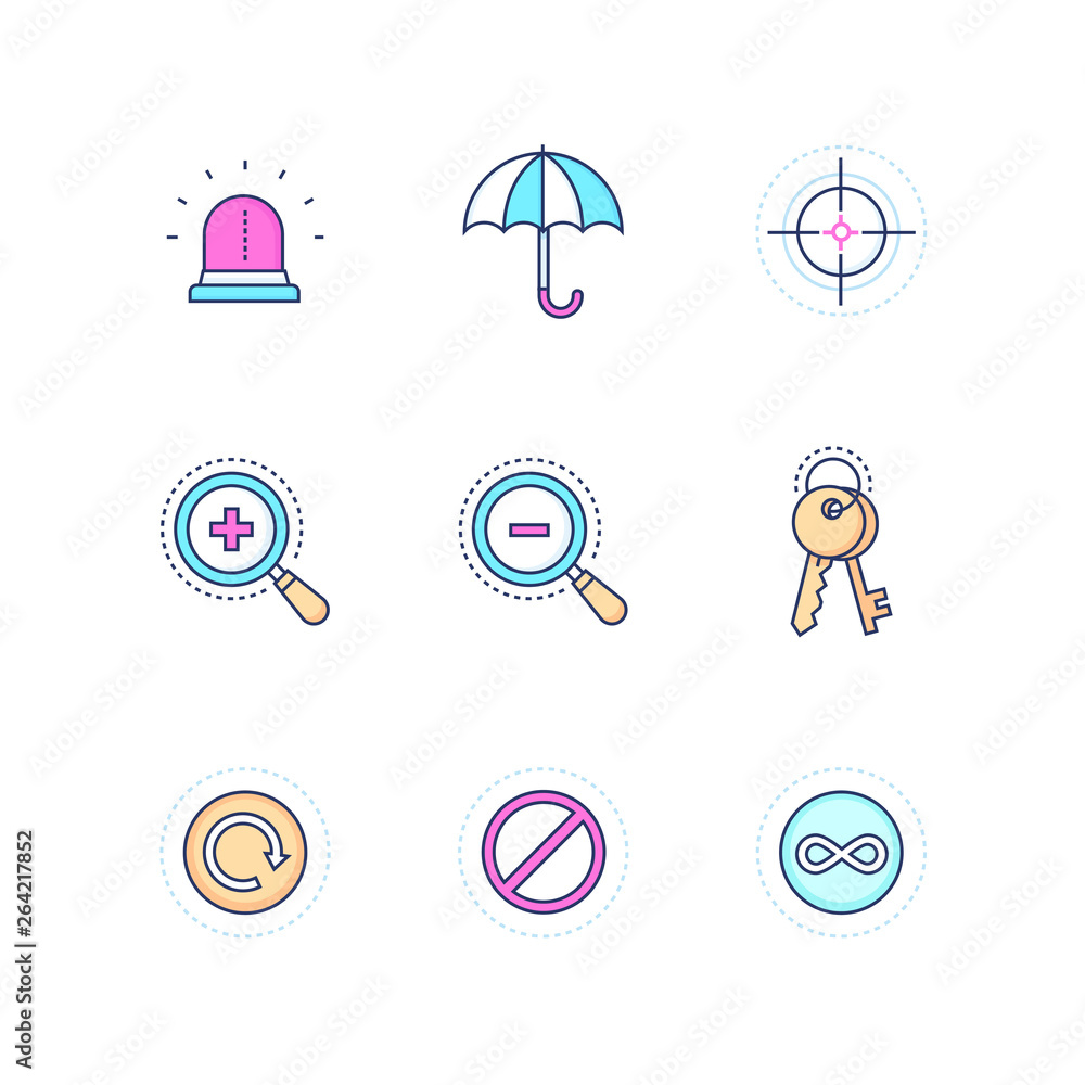 Poster security and data protection - modern line design style icons set