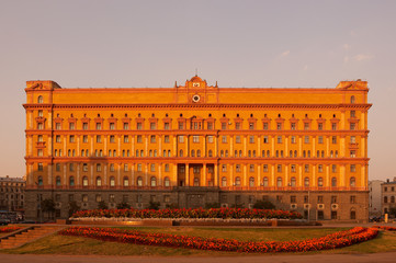 LUBYANKA BUILDING AT TWILIGHT MOSCOW RUSSIA