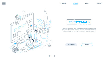 Testimonials - line design style isometric web banner