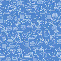 Seamless pattern with different foods.