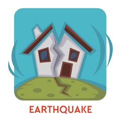 Earthquake natural disaster isolated icon house destruction