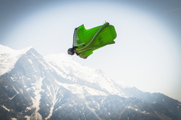 a wingsuit jumper in Brevent, Auvergne-Rhône-Alpes, Chamonix, France