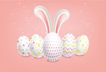 Easter eggs Vector realistic. Spring holiday banner. 3d detailed poster templates