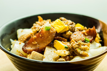 Chinese Steamed Rice Noodle Rolls in bowl, in studio Chiangmai Thailand
