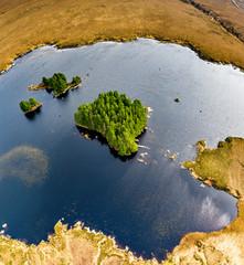 Aerial view of Loch Mhin Leic na Leabhar - Meenlecknalore Lough - close to Dungloe in County Donegal, Ireland