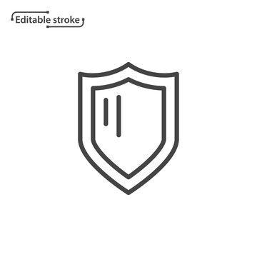 Shield Line Vector Icon. Editable Stroke. 