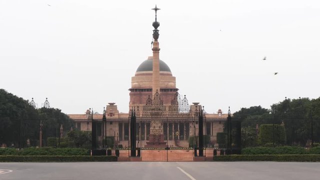close up of an entrance gate to the president's house in new delhi, india-  4K 60p