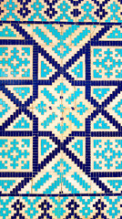 traditional uzbek ceramic colorful ornament on the wall of mosque	