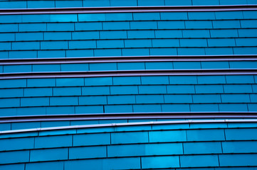 blue wall of modern building