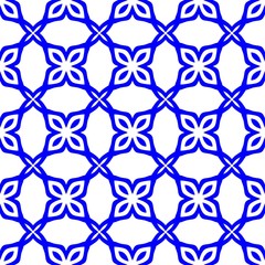 Obraz premium Seamless floral monochrome pattern made of abstract flowers. White and navy blue graphic modern background