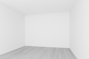 empty room ,white wall with wood floor ,3d interior